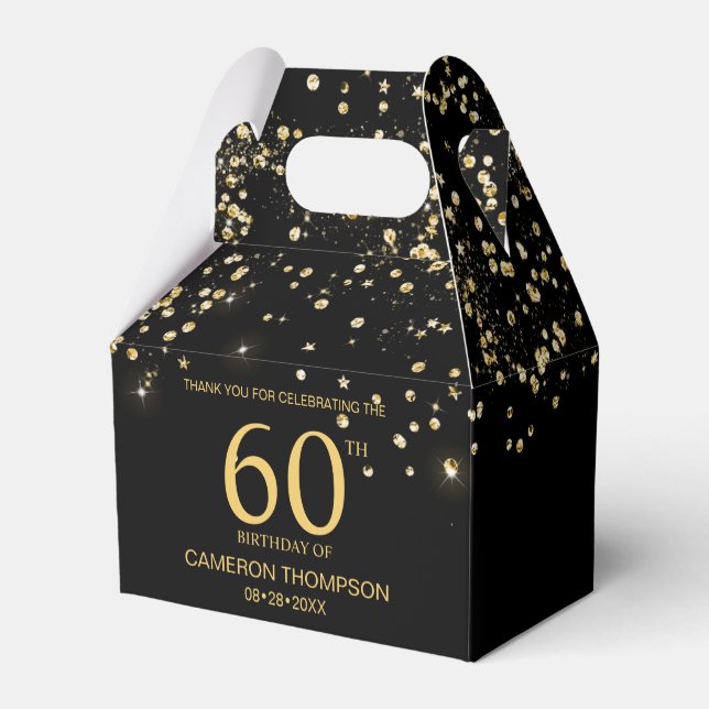 Ballotins Black Gold Confetti 60th birthday Elegant custom (Arrière)