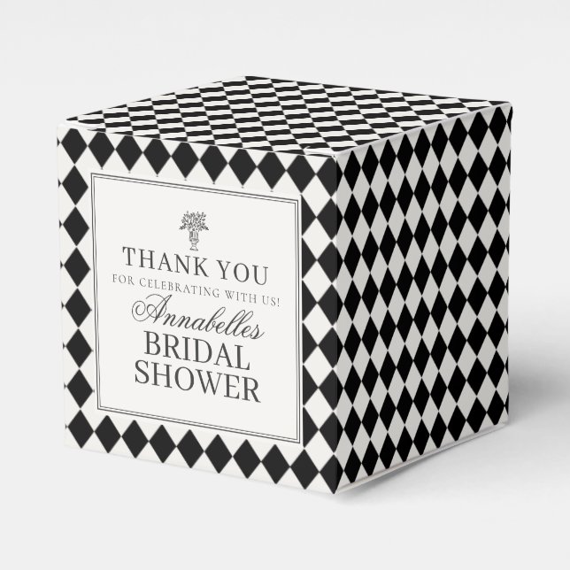 Ballotins Black Harlequin Checkered Bridal Shower (Verso)