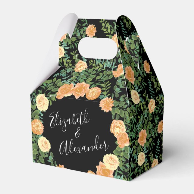 Ballotins Black & Peach Mariage Floral moderne (Verso)