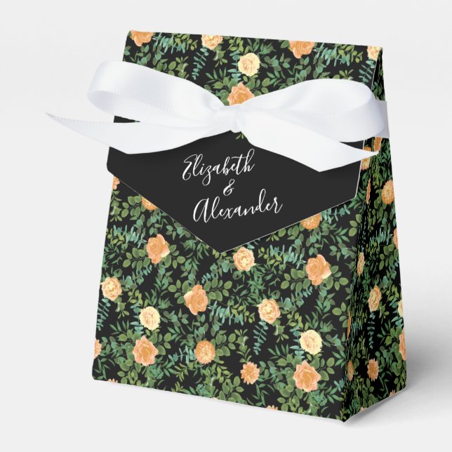 Ballotins Black & Peach Mariage Floral moderne (Verso)