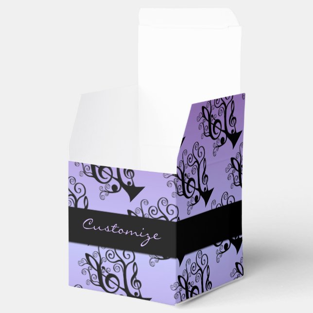 Ballotins Black & Purple Music Treble Clef Tree Cube Box (Ouvert)