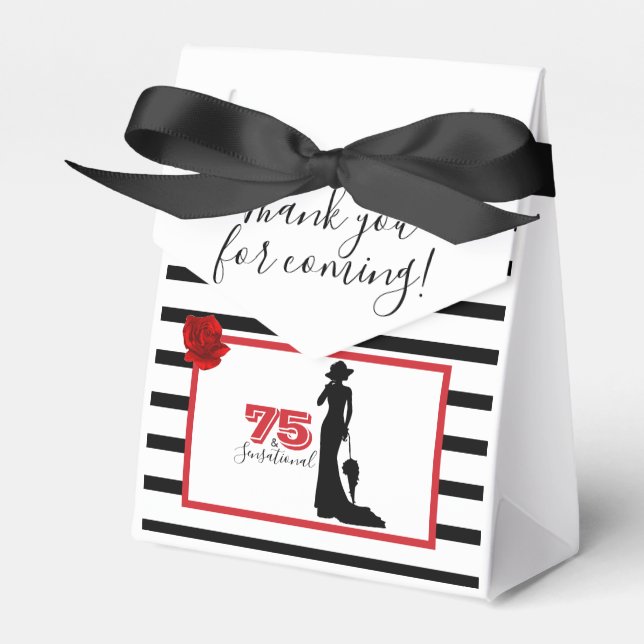Ballotins Black Red Elegant 75e MERCI de fête d'anniversaire (Verso)