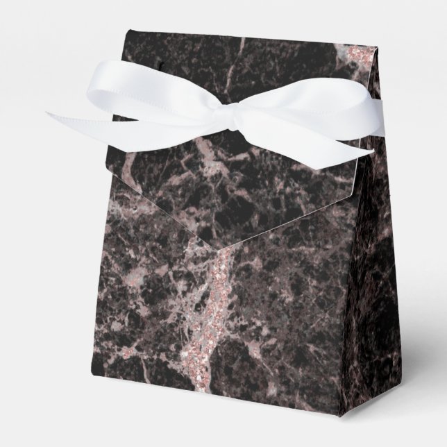 Ballotins Black & Rose Gold Pink Parties scintillant Marble  (Verso)