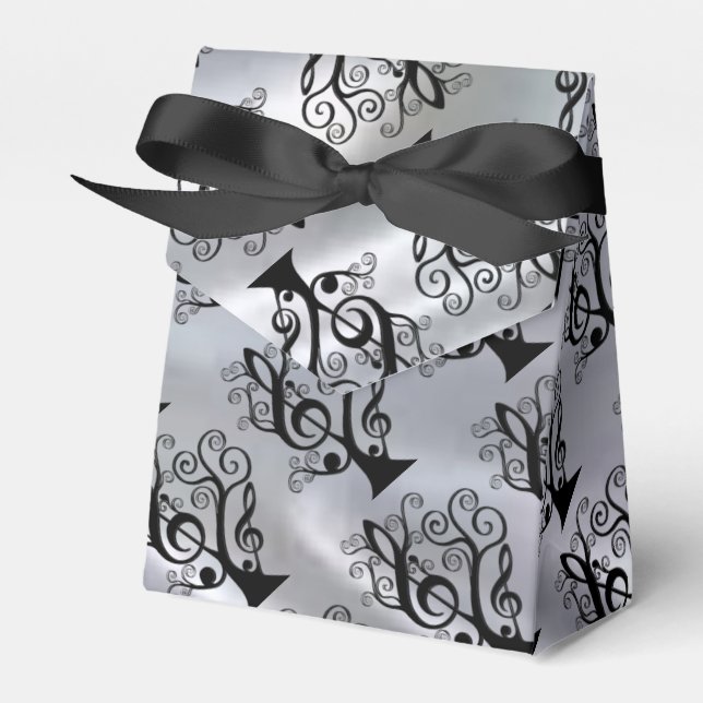 Ballotins Black & Silver Music Treble Clef Tree Ballotin (Verso)