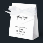 Ballotins Black & White | 80th Birthday Party Thank you<br><div class="desc">Give thanks to your guests with this personalized birthday party favor box. This design features chic brush lettering "Thank you" "Your name's 80th Birthday Party. This custom favor box will add a personal touch to your special celebrations. Matching invitations and party supplies are available at my shop BaraBomDesign.</div>