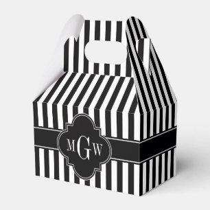 Ballotins Black White Stripe Black Quatrefoil 3 Monogramme