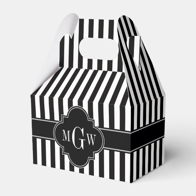 Ballotins Black White Stripe Black Quatrefoil 3 Monogramme (Verso)