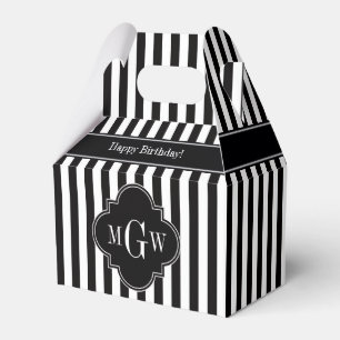 Ballotins Black White Stripe Black Quatrefoil 3 Monogramme