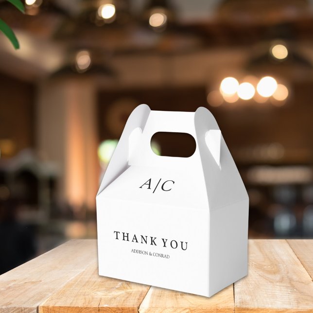 Ballotins Blanc moderne Monogramme mariage Faveur Boxes (Créateur téléchargé)