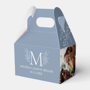 Ballotins Blanc sur bleu gris Élégant monogramme Nouveau mar