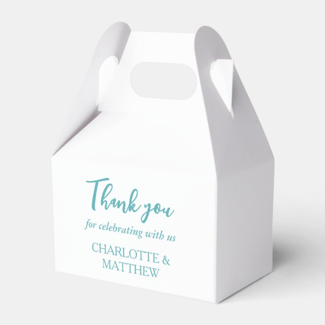 Ballotins Blanc & Turquoise Mariage Favor Box (Verso)