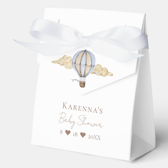Ballotins Bleu à air chaud Baby shower blanc (Recto)