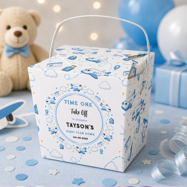 Ballotins Bleu Blanc Avion 1er Anniversaire Première Décolla (Blue White Plane 1st Birthday Time One Take Off Favor Boxes
)