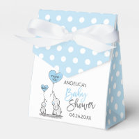 Bleu Blanc Polka Dot Elephant Baby shower garçon