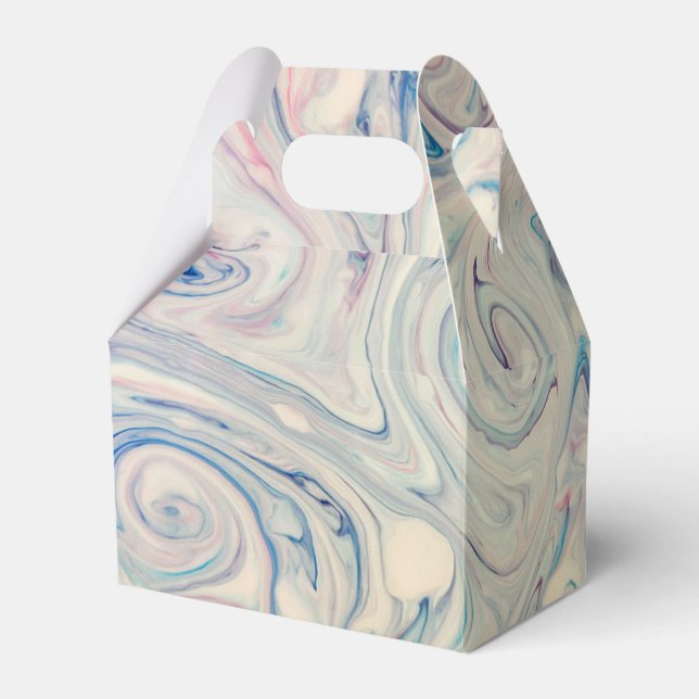 Ballotins Bleu blanc rose moderne Fluid Marbling Art Abstrai (Verso)