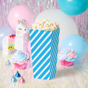 Ballotins Bleu clair et blanc rayures diagonales Popcorn Fav