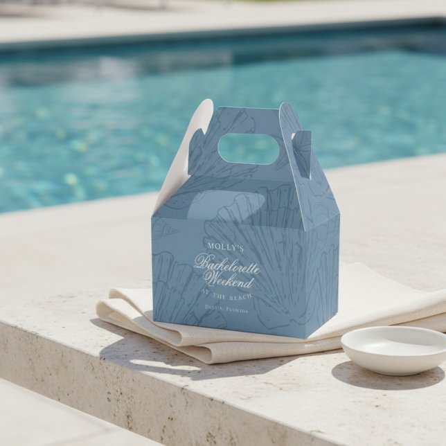Ballotins Bleu côtier Coquillage Enterrement de vie de jeune (Coastal Blue Seashell Bachelorette Favor Boxes)