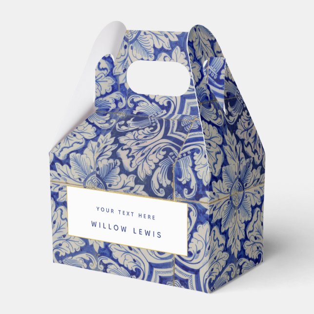 Ballotins Bleu et blanc motif floral méditerranéen vintage  (Verso)