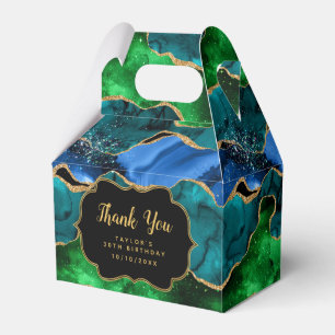 Ballotins Bleu et vert Peacock Agate Anniversaire Merci