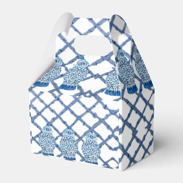 Ballotins Bleu Ginger Jar Jars Ribbon Party Favoriser boîte (Verso)