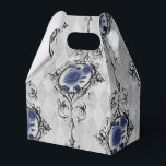 Ballotins Bleu marine et argent Victorian Floral Damask<br><div class="desc">Dazzling vintage motif damassé floral ballotin dans les accents de bleu marine et d'argent.</div>