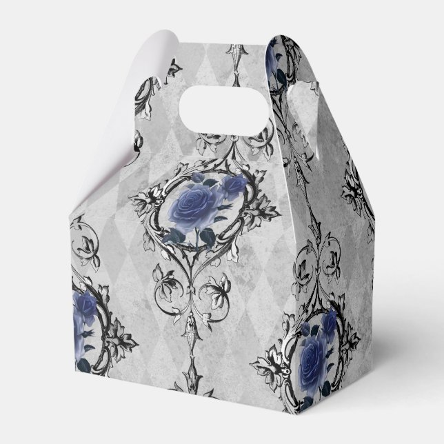 Ballotins Bleu marine et argent Victorian Floral Damask (Verso)