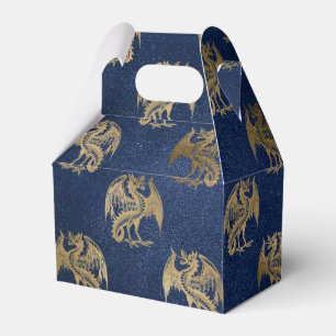 Ballotins Bleu marine et or motif dragon vintage