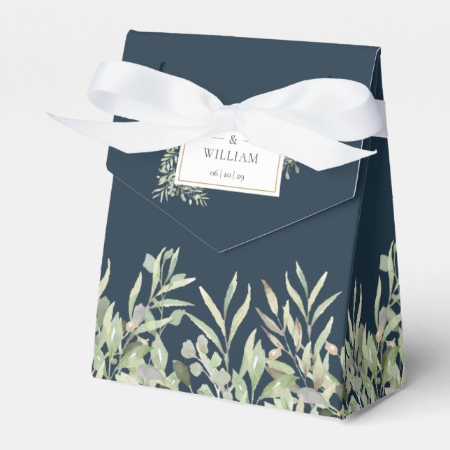 Ballotins Bleu marine profond Élégante verdure Mariage feuil (Verso)