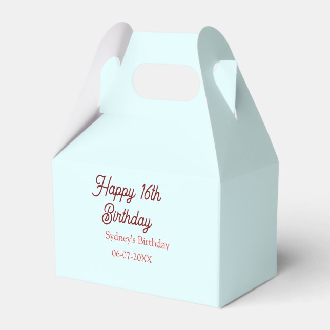 Ballotins Bleu pastel rouge joyeux 16e anniversaire nom date (Verso)