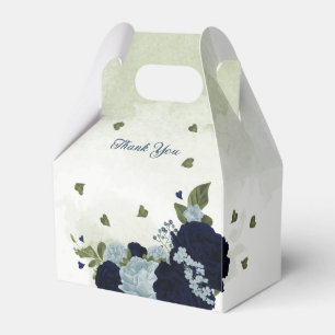 Ballotins bleu poussiéreux et floral verdure mariage naval