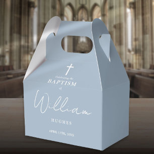 Ballotins Bleu Poussiéreux Minimaliste Baptême Christening