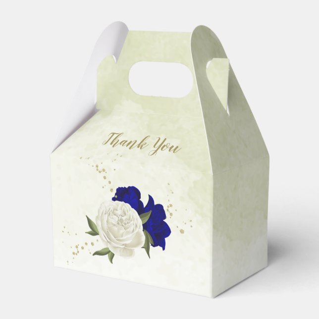 Ballotins bleu royal fleurs blanches mariage (Verso)