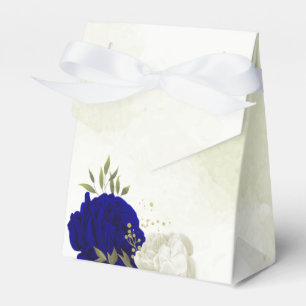 Ballotins bleu royal fleurs blanches mariage
