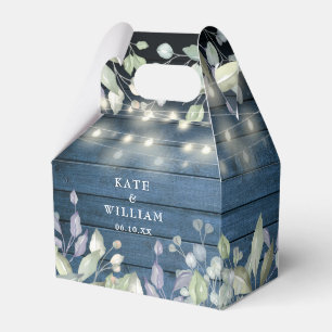 Ballotins Bleu Rustique Chaîne de bois Lumières Mariage de f