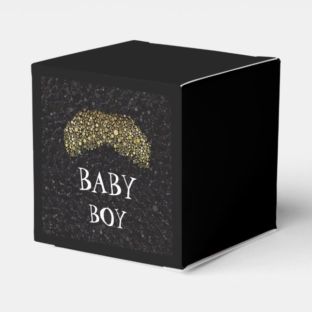 Ballotins Bling Black/Gold Mustache Party Favoriser Box (Arrière)
