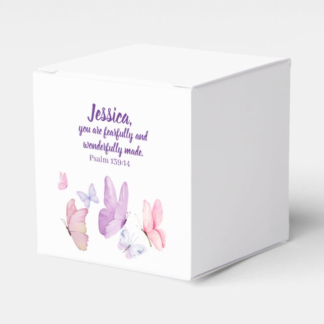 Ballotins Blissful Butterfly Psalm 139:14 Favor Box (Verso)