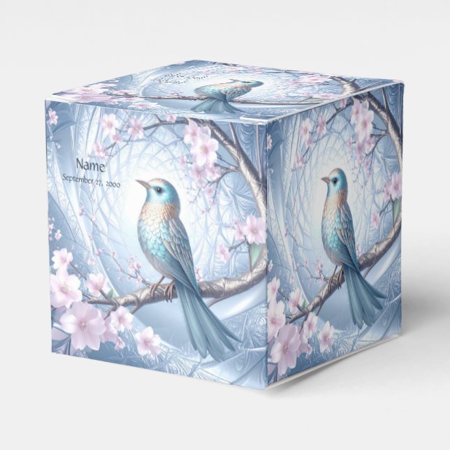 Ballotins Blue Bird Floral Favor Box (Verso)