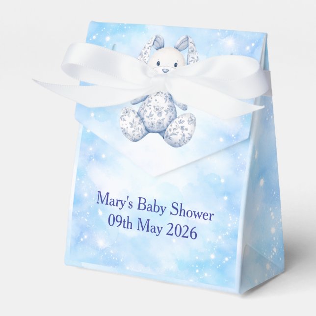 Ballotins Blue Chinoiserie Baby Shower Favor Box (Verso)