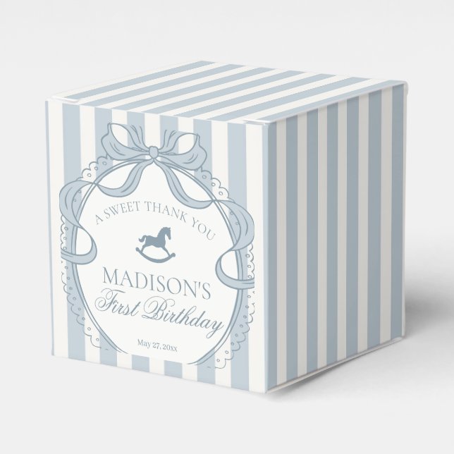 Ballotins Blue Coquette Bow Rocking Horse Birthday Party (Verso)