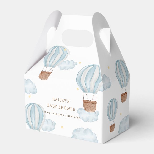 Ballotins Blue Elegant Hot Air Balloon Cloud Baby shower gar (Verso)