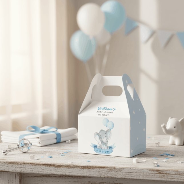 Ballotins Blue Elephant Boy Baby Shower Favor Box (Créateur téléchargé)