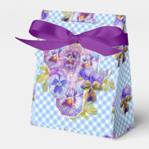 Ballotins Blue En vichy Pansy Floral Mariage Gâteau Faveur