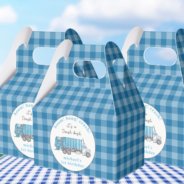 Ballotins Blue Garbage Trash Truck Birthday Personalized (Créateur téléchargé)