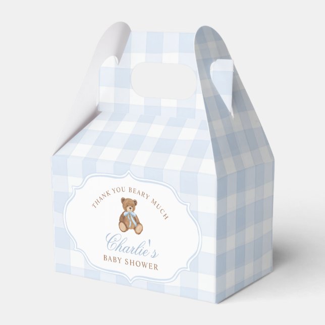 Ballotins Blue Gingham Elegant Teddy Bear Baby Shower (Verso)