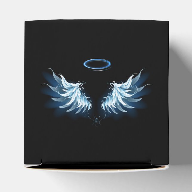 Ballotins Blue Glowing Angel Wings on black background (Haut)