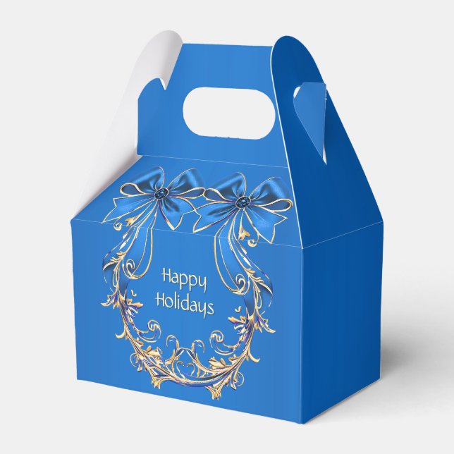 Ballotins Blue Gold Flowers Holiday Box Cadeau (Verso)