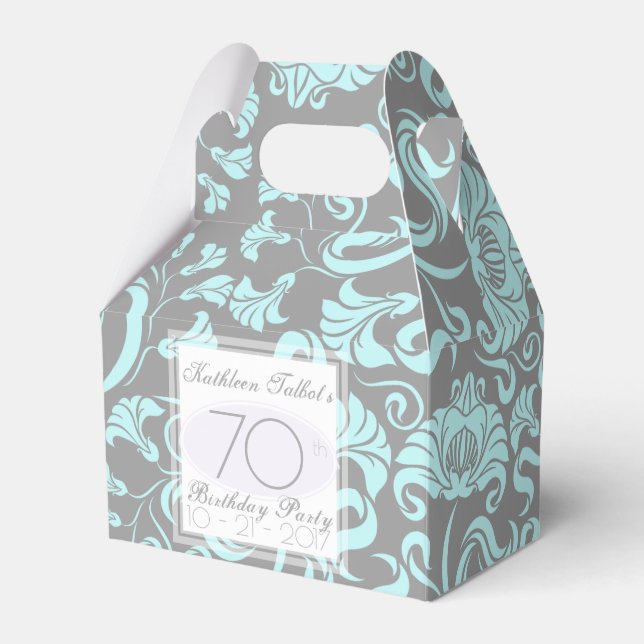 Ballotins Blue Grey Floral 70e anniversaire Merci Ballotin (Verso)