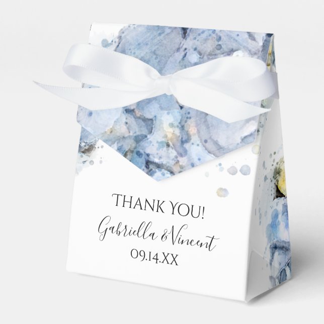 Ballotins Blue Hydrangea Fleurs Mariage d'aquarelle (Verso)