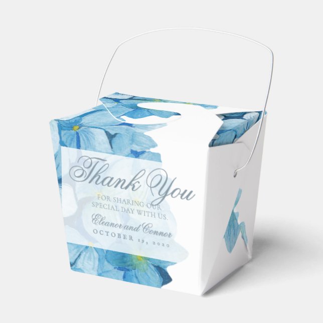 Ballotins Blue Hydrangea Sophisticated Wedding Favor Box (Verso)