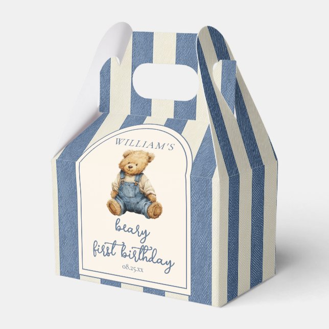 Ballotins Blue Jean Denim Teddy Bear 1st Birthday (Verso)